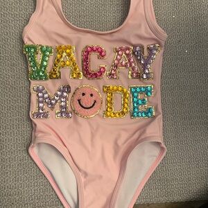 Pink 'Vacay Mode' Sequin Swimsuit